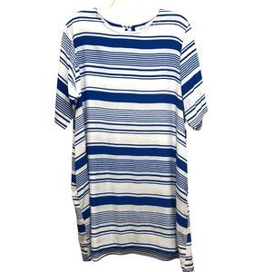 Vintage Ava Sky Honolulu Hawaii Blue White Stripe Dress Large
